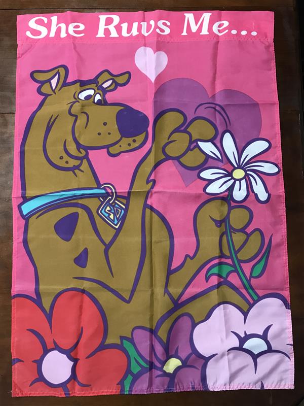 She Ruvs Me Scooby-Doo Valentine's Day Flag-Flags and Pennants-Flags