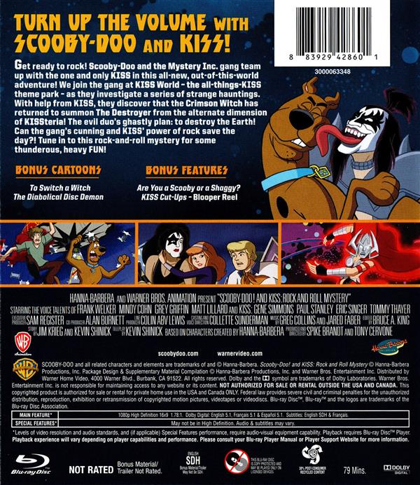  Scooby-Doo! and KISS Rock and Roll Mystery (DVD) : Tony  Cervone, Spike Brandt, Tony Cervone, Jim Krieg, Kevin Shinick, Frank  Welker, Mindy Cohn, Grey DeLisle Griffin, Matthew Lillard, Gene Simmons,  Paul